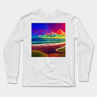 Psychedelic Beach Landscape Long Sleeve T-Shirt